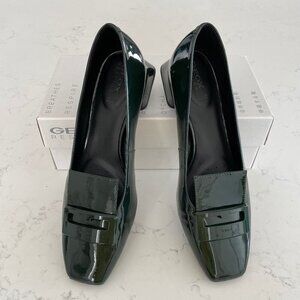 Geox Respira Vivyanne Italian Patent Leather Shoes Dark Forest Green Sz 10 NIB
